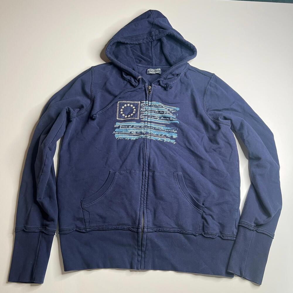 Vintage Polo Jeans Company Ralph Lauren Women’s Zip Hoodie Sweatshirt Blue USA